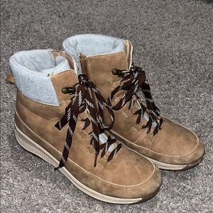Tan Lace-Up Ankle Boots